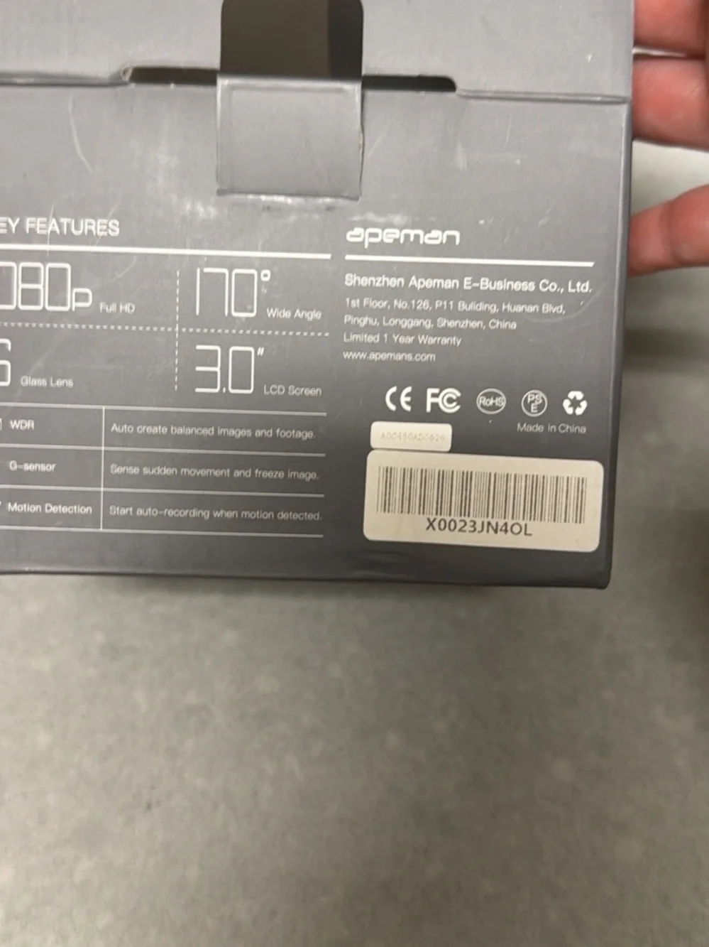 Apeman C450 Black Dash Camera - 1080p Full HD